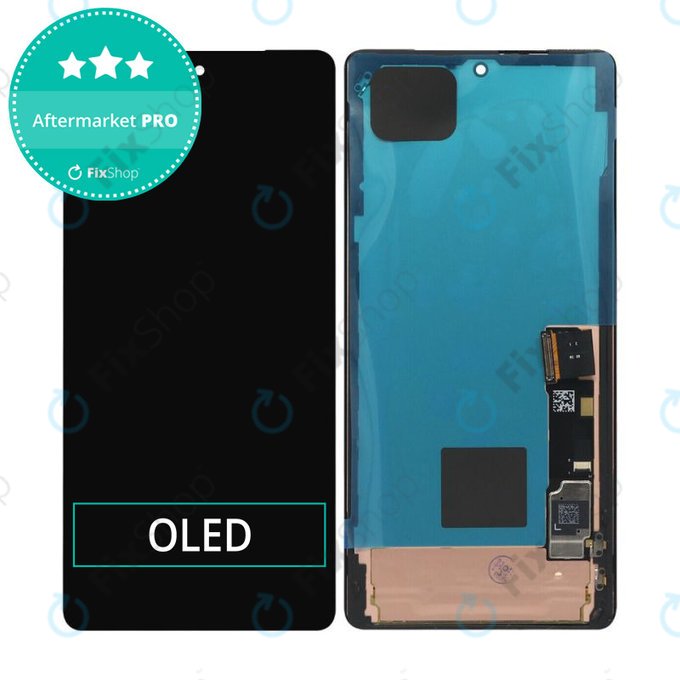 Wyświetlacz OLED do Google Pixel 7 Pro GP4BC, GE2AE, Ekran dotykowy z ramką, Obsidian