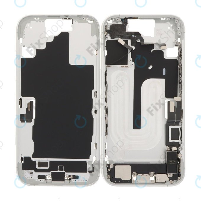 Środkowa Rama + Przyciski Zasilania, Głośności i Aparatu do iPhone 16, White