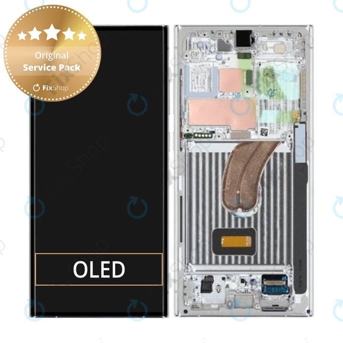 Wyświetlacz do Samsung S23 Ultra S918B, Ekran dotykowy z ramką, Lime, Sky Blue, GH82-30466G, GH82-30465G, Genuine Service Pack