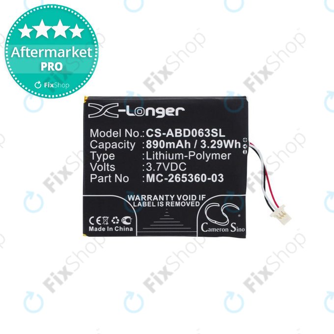 Bateria do Amazon Kindle 7th, 8th, 499, 558, X, MC-265360-03, 58-000083, 890mAh, HQ