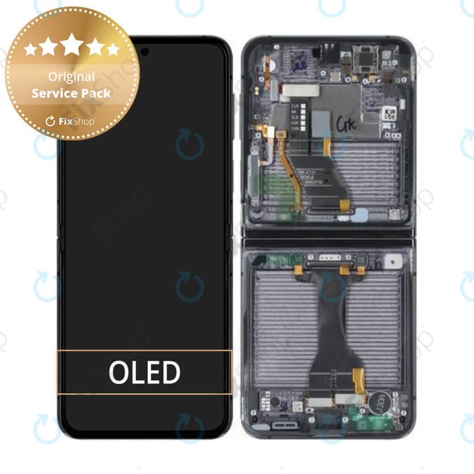 Wyświetlacz do Samsung Z Flip 5 F731B, Ekran dotykowy z ramką, GH82-31827A, Grafitowy, Graphite, Genuine Service Pack