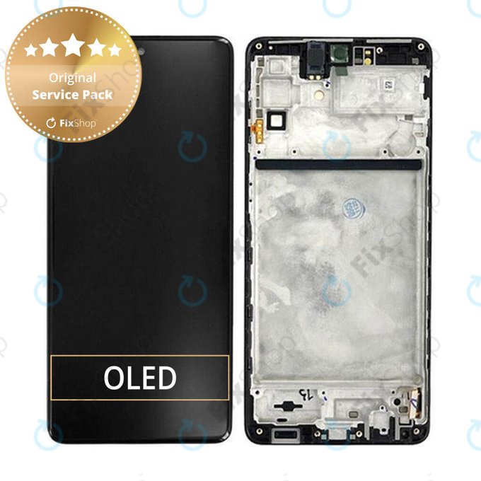 Wyświetlacz do Samsung M53 5G M536B, Ekran dotykowy z ramką, GH82-28812A, GH82-28895A, Czarny, Black, Genuine Service Pack