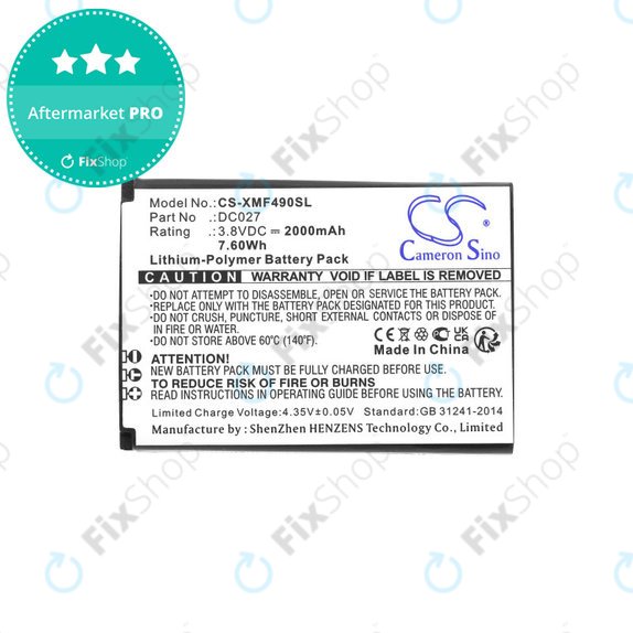 Bateria do Xiaomi F490 4g, 2000mAh, Li-Pol, 3.8V, DC027, HQ