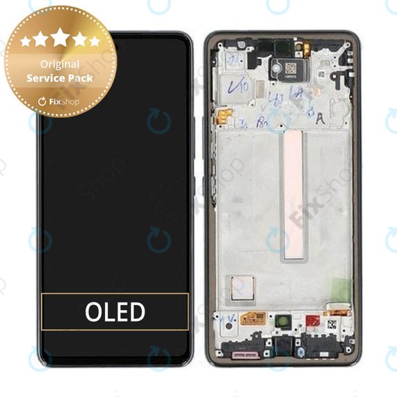 Wyświetlacz do Samsung A53 5G A536B, Ekran dotykowy z ramką, GH82-28024A, GH82-28025A, Awesome Black, Genuine Service Pack