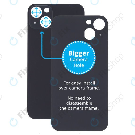 Tylne szklo z duza dziura na aparat do iPhone 13, Midnight
