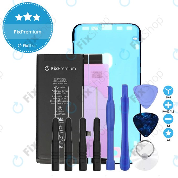 Bateria dla iPhone XR, 2942mAh, Klej (Adhesive), Narzędzia, FixPremium