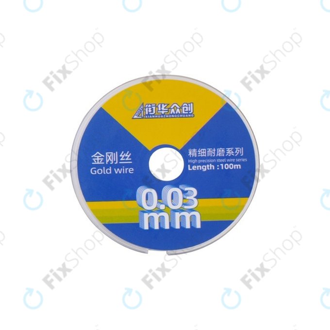 Drut do separacji wyświetlaczy LCD, 0,03mm × 100 m, Złoty