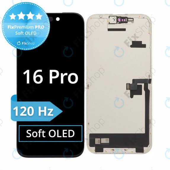 Wyświetlacz Soft OLED 120Hz dla iPhone 16 Pro, Ekran dotykowy z ramką, FixPremium PRO