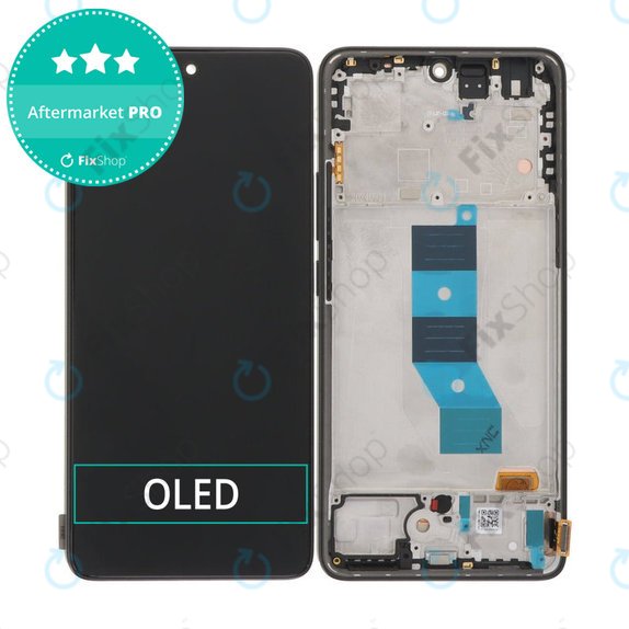 Wyświetlacz OLED do Xiaomi Redmi Note 14 5G 24094RAD4G, Ekran dotykowy z ramką, Czarny, Black