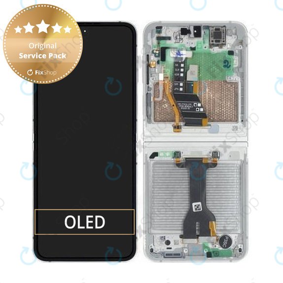 Wyświetlacz LCD + ekran dotykowy + ramka do Samsung Z Flip 7 FE F761B, White, GH82-37734B, Genuine Service Pack