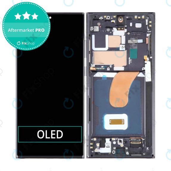 Wyświetlacz OLED do Samsung S23 Ultra S918B, Ekran dotykowy z ramką, Phantom Black