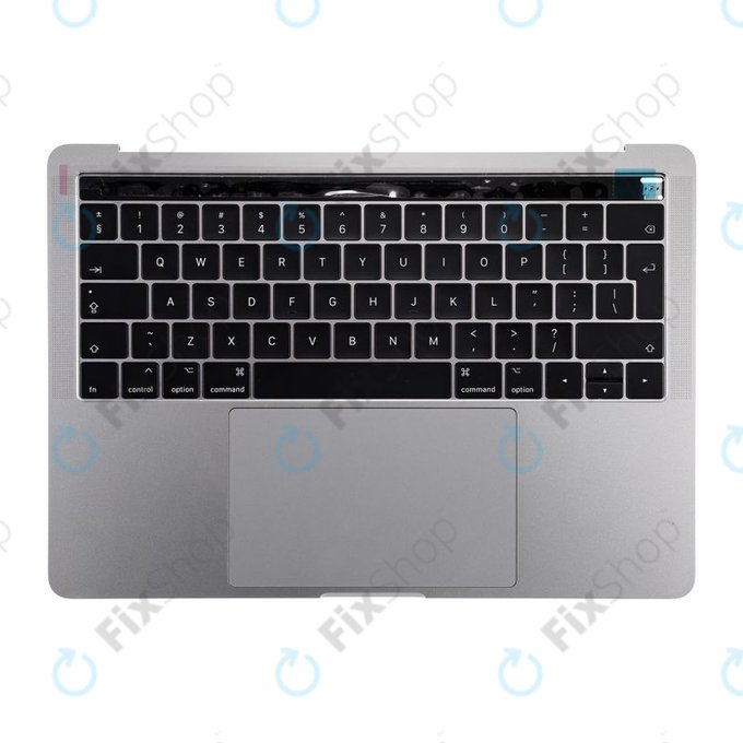 Górna ramka klawiatury z klawiaturą UK, mikrofonem, trackpadem i głośnikami do MacBooka Pro 13" A1706, koniec 2016 r. – połowa 2017 r., Space Gray