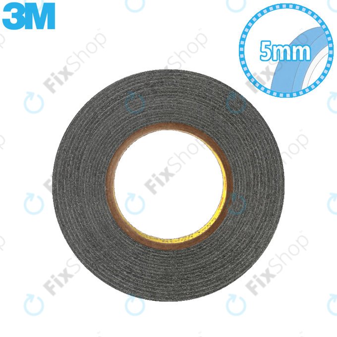 Taśma dwustronna 3M, 5mm x 50m, Czarny, Black