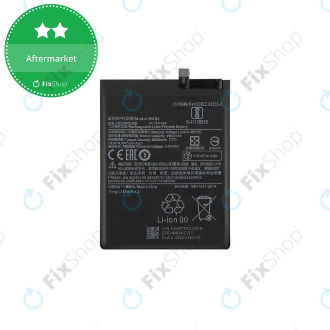 Bateria do Xiaomi Mi 10T 5G, Mi 10T Pro 5G, BM53, 5000mAh
