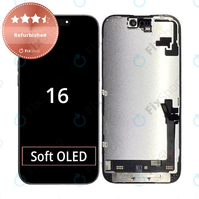 Wyświetlacz dla iPhone 16, Ekran dotykowy z ramką, Refurbished