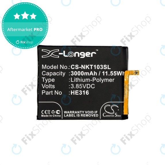Bateria dla Nokia 6, 3000mAh, Li-Pol, 3.85 V, HE316, HQ