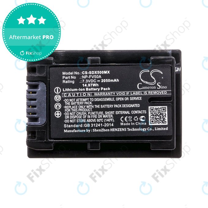 Bateria do Sony Fdr-Ax33, Sony Fdr-Ax40, Sony Fdr-Ax45, Sony Fdr-Ax, 2050mAh, Li-Ion, 7.3V, NP-FV50A, HQ