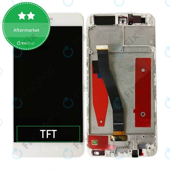 Wyświetlacz do Huawei P10, Ekran dotykowy z ramką, Biały, White, TFT