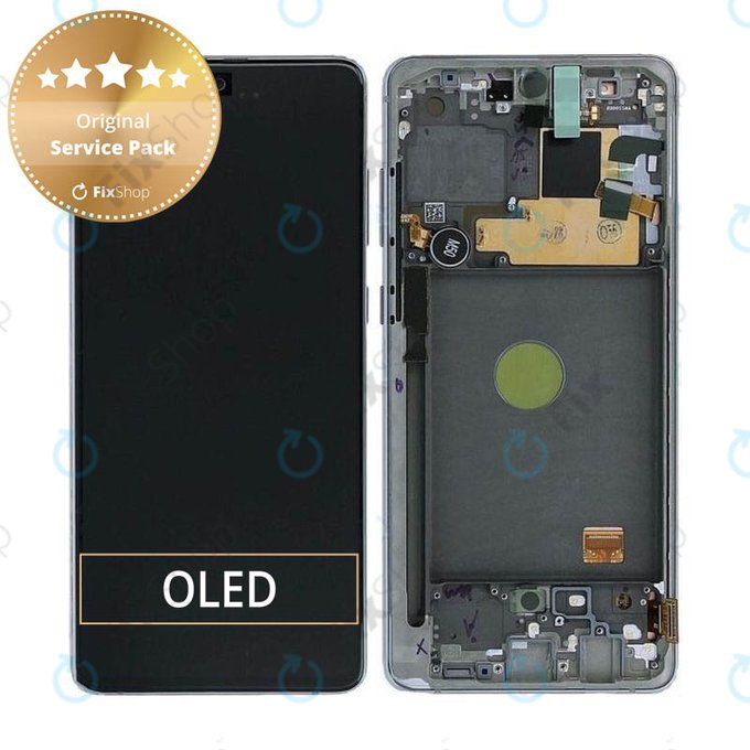 Wyświetlacz do Samsung Note 10 Lite N770F, Ekran dotykowy z ramką, GH82-22055B, GH82-22193B, GH82-22194B, GH82-22192B, Aura Glow, Genuine Service Pack
