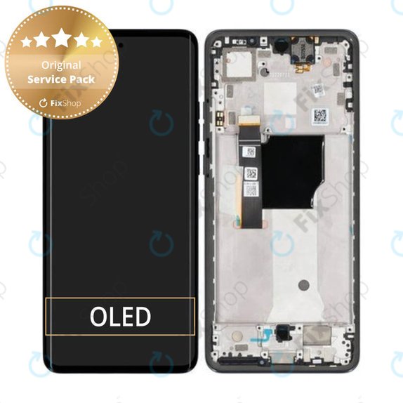 Wyświetlacz do Motorola Edge 40 Neo XT2307, Ekran dotykowy z ramką, 5D68C23158, Black Beauty, Genuine Service Pack