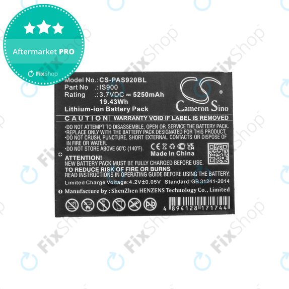 Bateria do Pax A920, A920c, 5250mAh, Li-Ion, 3.7V, IS900, HQ