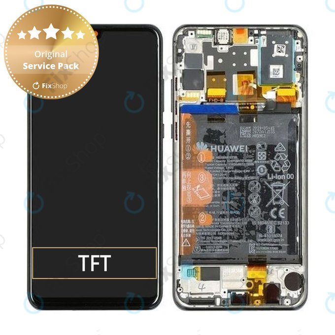 Wyświetlacz do Huawei P30 Lite (2020), Ekran dotykowy z ramką i baterią, 02352PJM, Midnight Black, Genuine Service Pack