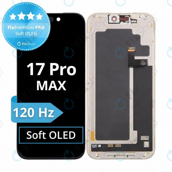 Wyświetlacz Soft OLED 120Hz dla iPhone 17 Pro Max, Ekran dotykowy z ramką, FixPremium PRO
