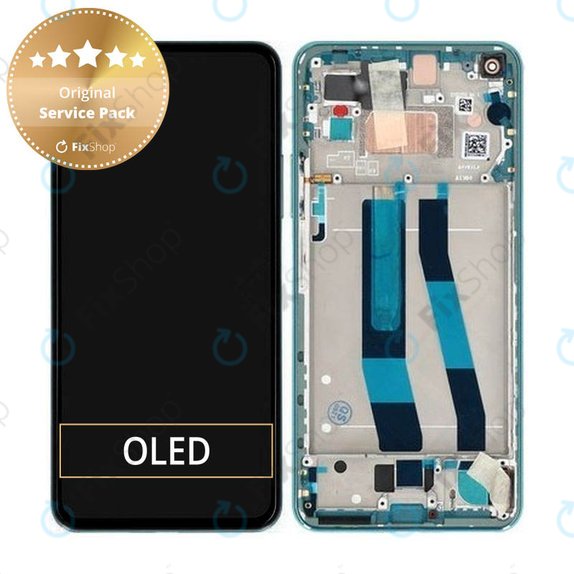 Wyświetlacz do Xiaomi Mi 11 Lite 5G, Ekran dotykowy z ramką, 56000H00K900, 56000300K900, Mint Green, Genuine Service Pack