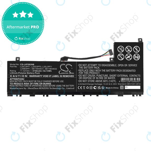 Bateria do Lenovo IdeaPad 5 Pro 14ITL6, 4750mAh, Li-Pol, 11.52V, L20C3PF1, HQ