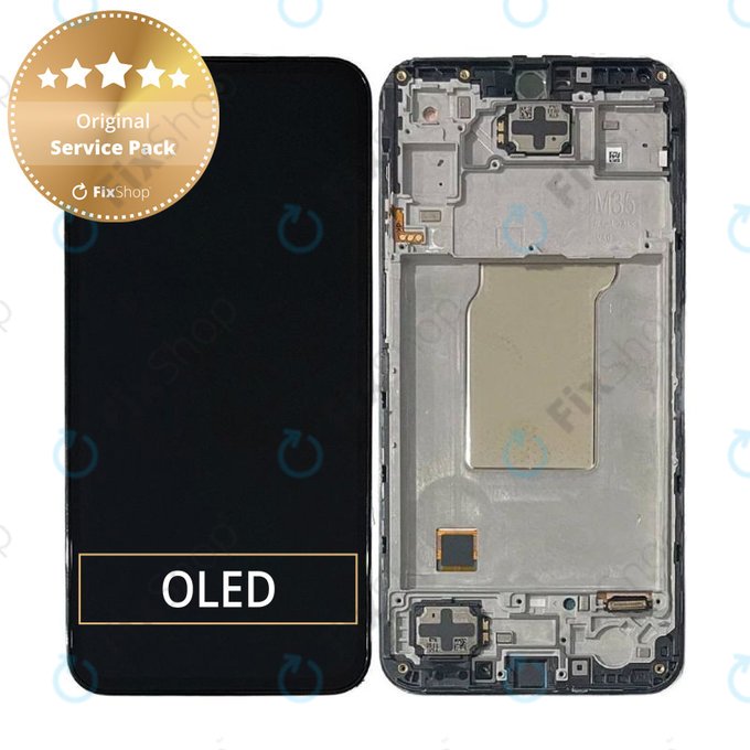 Wyświetlacz do Samsung M35 M356B, Ekran dotykowy z ramką, GH82-35001A, Czarny, Black, Genuine Service Pack