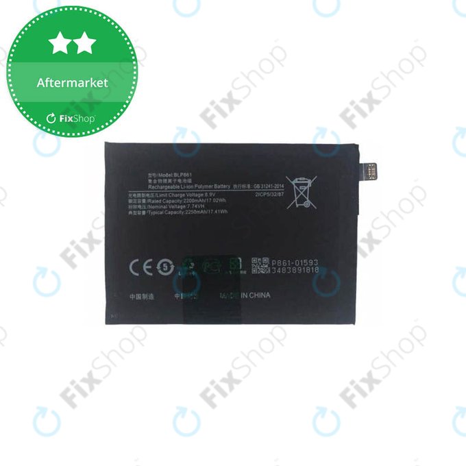 Bateria do OnePlus Nord 2 5G, BLP861, 4500mAh