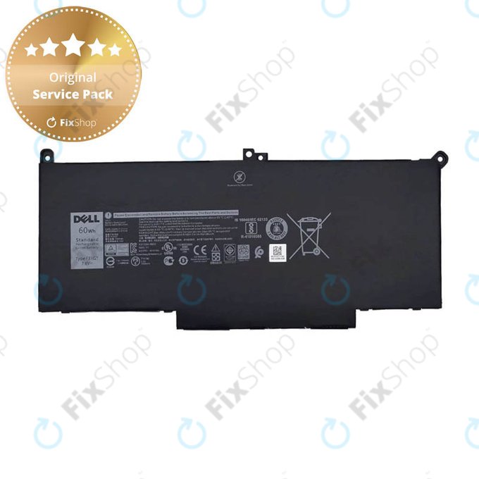 Bateria do Dell Latitude 7280, 7290, 7380, 7390, 7480, 7490, E7280, F3YGT, 7600mAh, Genuine Service Pack