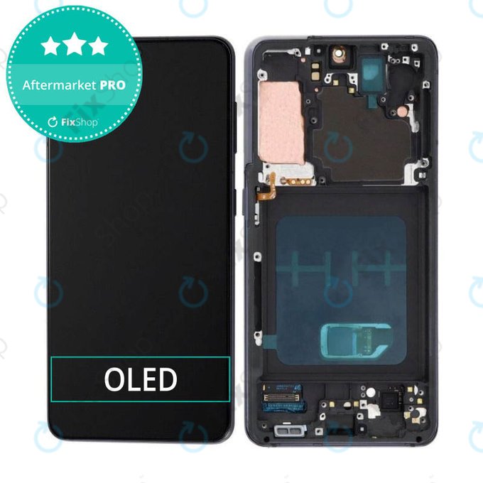Wyświetlacz OLED do Samsung S21 G991B, Ekran dotykowy z ramką, Phantom Gray