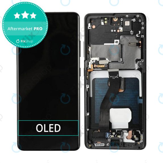 Wyświetlacz OLED do Samsung S21 Ultra G998B, Ekran dotykowy z ramką, Phantom Black