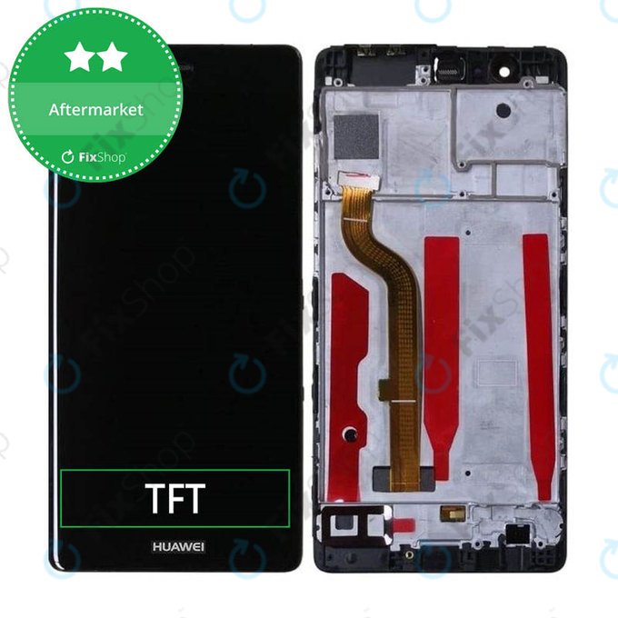 Wyświetlacz do Huawei P9, Ekran dotykowy z ramką, Czarny, Black, TFT
