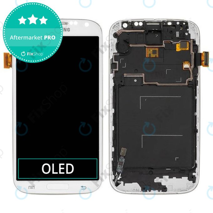 Wyświetlacz OLED do Samsung S4 i9500, Ekran dotykowy z ramką, White Frost