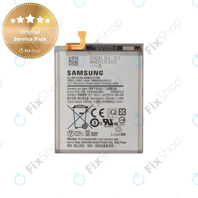 Bateria do Samsung A20e A202F, EB-BA202ABU, 3000mAh, GH82-20188A, Genuine Service Pack