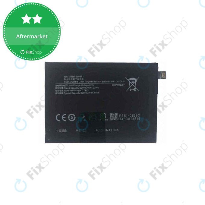 Bateria do OnePlus Nord 2T CPH2399, CPH2401, BLP861, 4500mAh