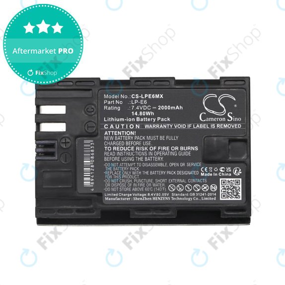 Bateria do Canon EOS 5D Mark II, EOS 7D, EOS 70D, 2000mAh, Li-Ion, 7.4V, LP-E6, HQ