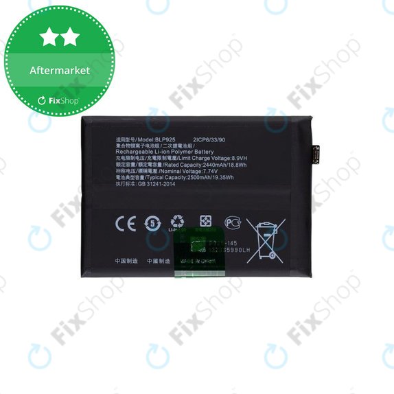 Bateria do OnePlus Nord 3 CPH2491, BLP925, 5000mAh
