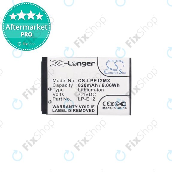 Bateria do Canon EOS 100D, M, M2, M10, M50, M100, Kiss X7, SL1, PowerShot SX70 HS, Rebel SL1, LP-E12, Li-Ion, 820mAh, HQ