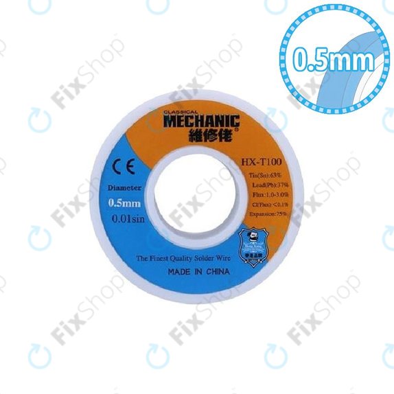 Wysokiej jakości drut lutowniczy Sn/Pb – 0.5mm, Mechanic HX-T100