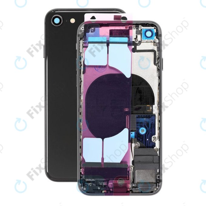 Tylna obudowa z malymi czesciami do iPhone SE (2nd Gen 2020), Czarny, Black