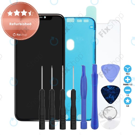 Wyświetlacz dla iPhone 11, Ekran dotykowy z ramką, Klej (Adhesive), Szklo hartowane, Narzędzia, Refurbished