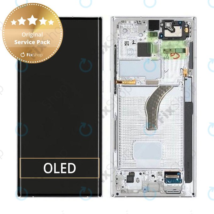 Wyświetlacz do Samsung S22 Ultra S908B, Ekran dotykowy z ramką, GH82-27488C, GH82-27489C, Phantom White, Genuine Service Pack