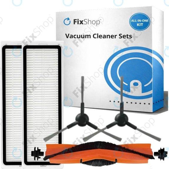 Zestaw części zamiennych do Xiaomi Mi Robot Vacuum S20+, S10+, X20+, X10+ (1x Główna szczotka, 2x Filtr, 2x Szczotka boczna – czarna)