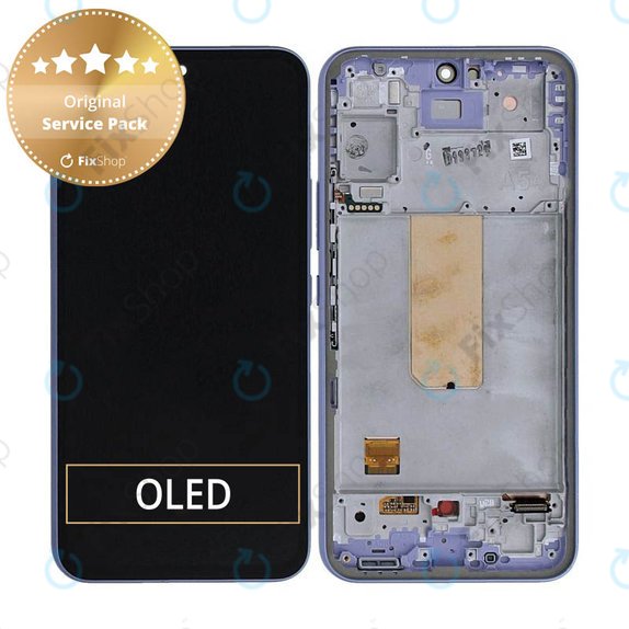 Wyświetlacz do Samsung A54 5G A546B, Ekran dotykowy z ramką, GH82-31231D, GH82-31232D, Light Violet, Genuine Service Pack