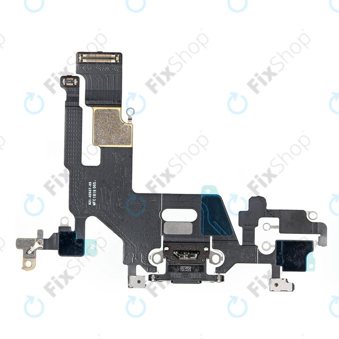 Złącze ładowania z taśmą flex do iPhone 11, Czarny, Black