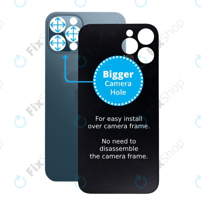 Tylne szklo z duza dziura na aparat do iPhone 12 Pro, Niebieski, Blue