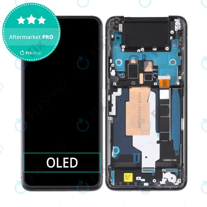 Wyświetlacz OLED dla Asus Zenfone 7 Pro ZS671KS, Ekran dotykowy z ramką, Aurora Black